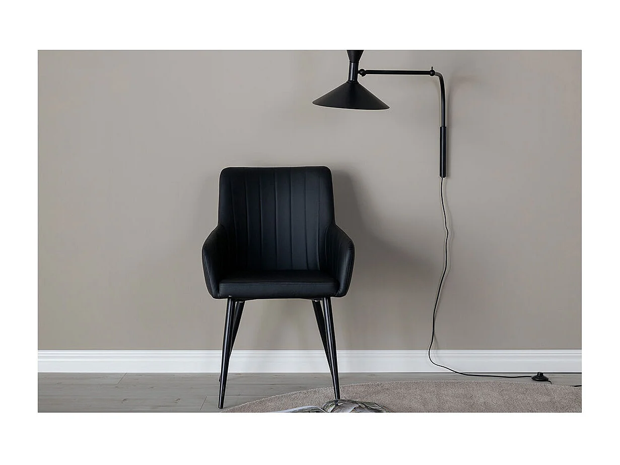 Comfort chaise de salle à manger avec accoudoirs cuir PU noir.