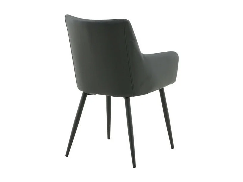 Comfort chaise de salle à manger avec accoudoirs cuir PU noir.