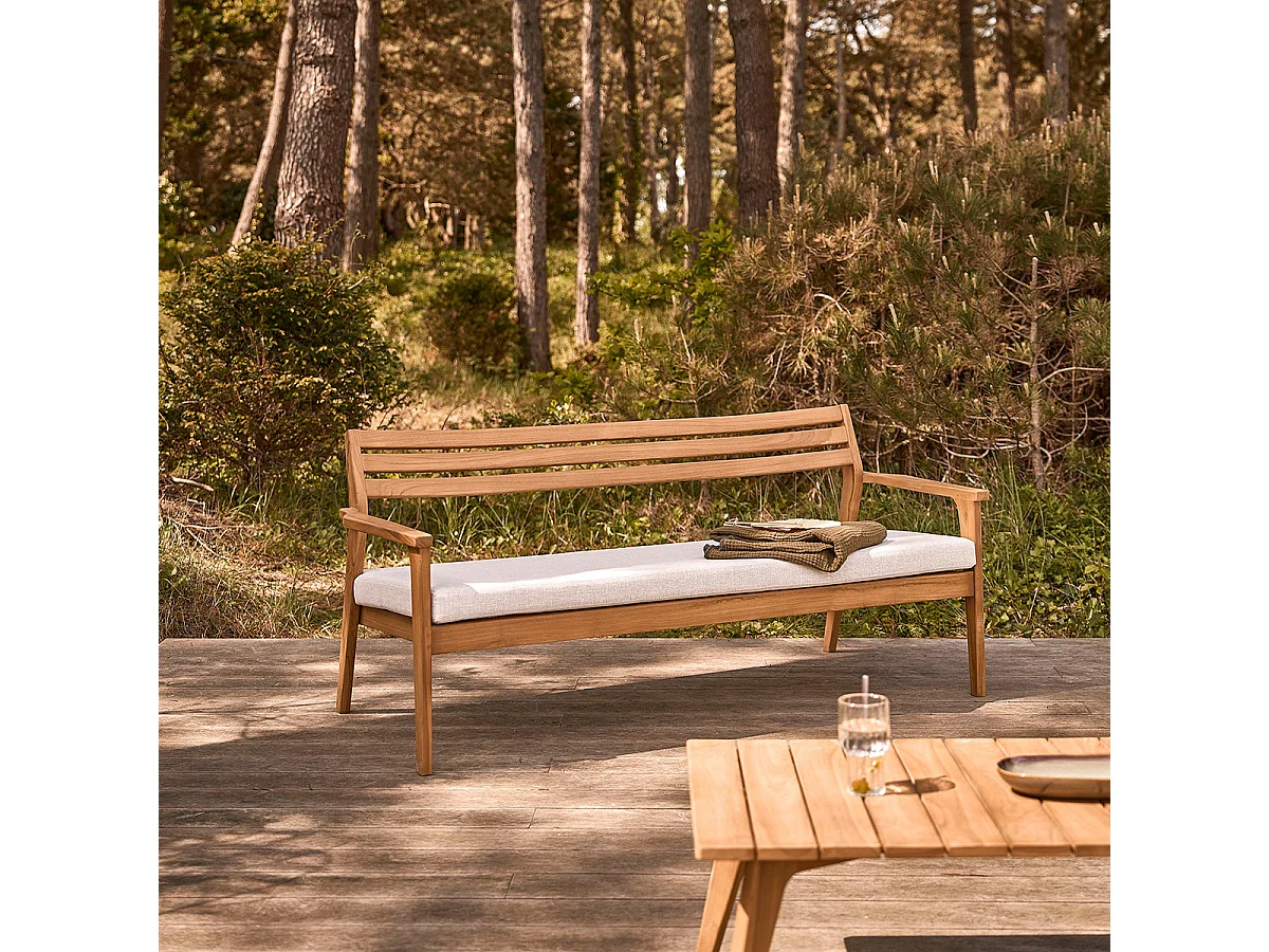 Sofá de jardín de madera de teca maciza