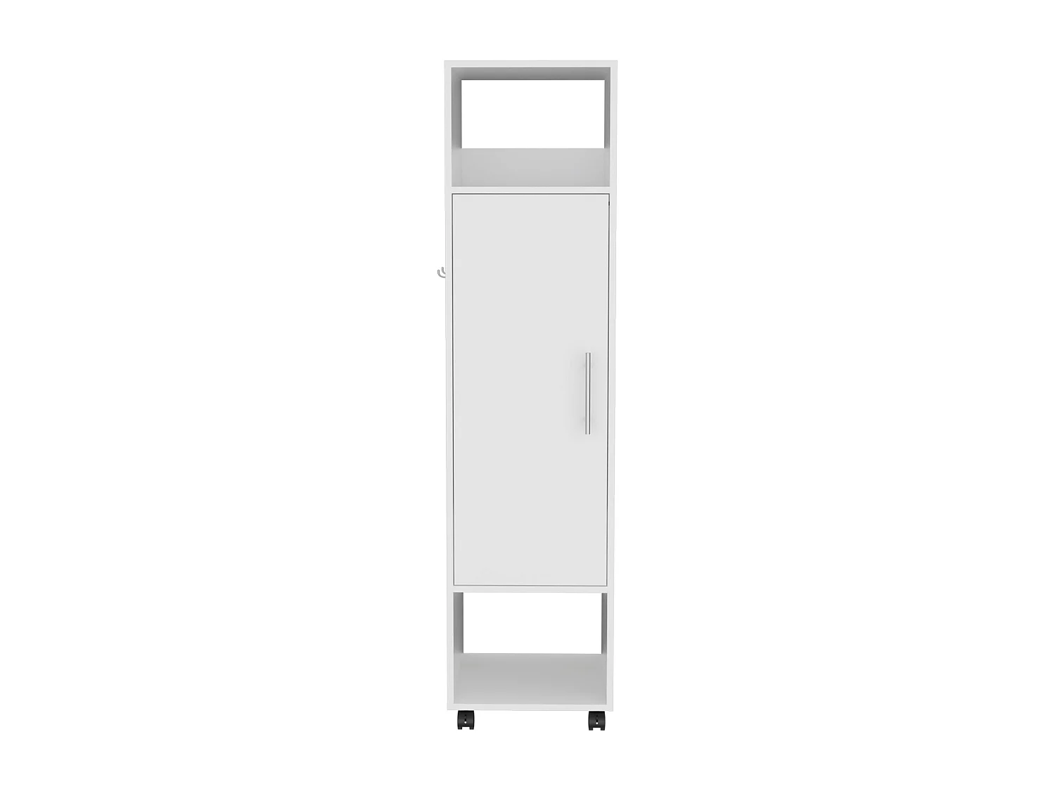 Armoire en mélamine Kronospan avec une porte, deux étagères, tringle à vêtements et miroir inclus , 160 cm X 40 cm X 48 cm , Blanc