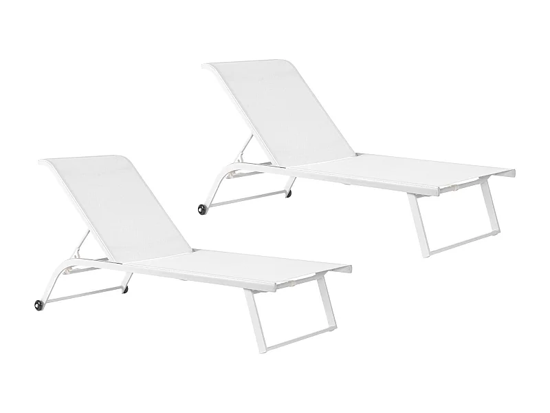 Bains de soleil inclinables en aluminium et tissu (lot de 2) - CABOURG