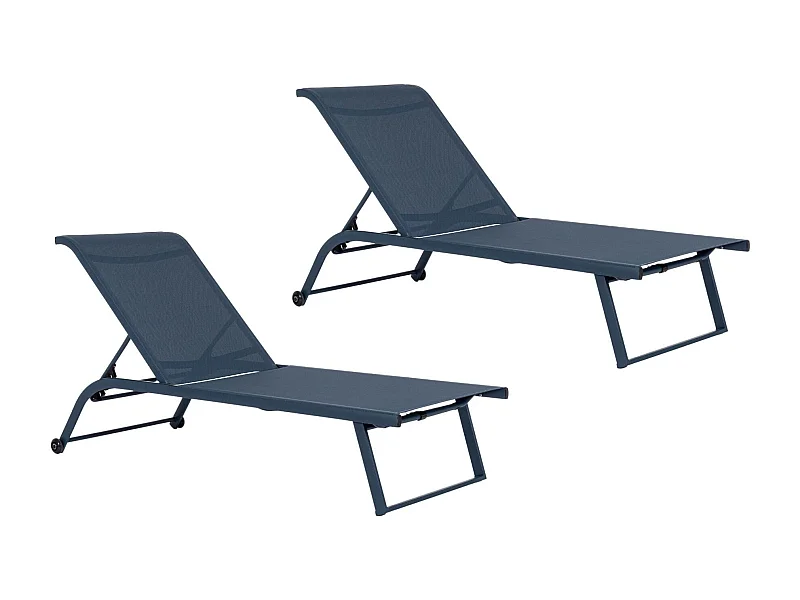 Bains de soleil inclinables en aluminium et tissu (lot de 2) - CABOURG