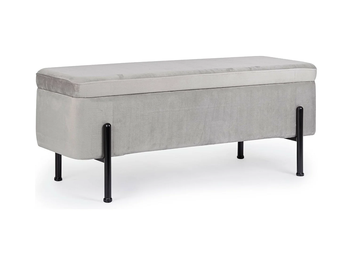 Banc coffre 2 places en velours et piétement noir - NINA