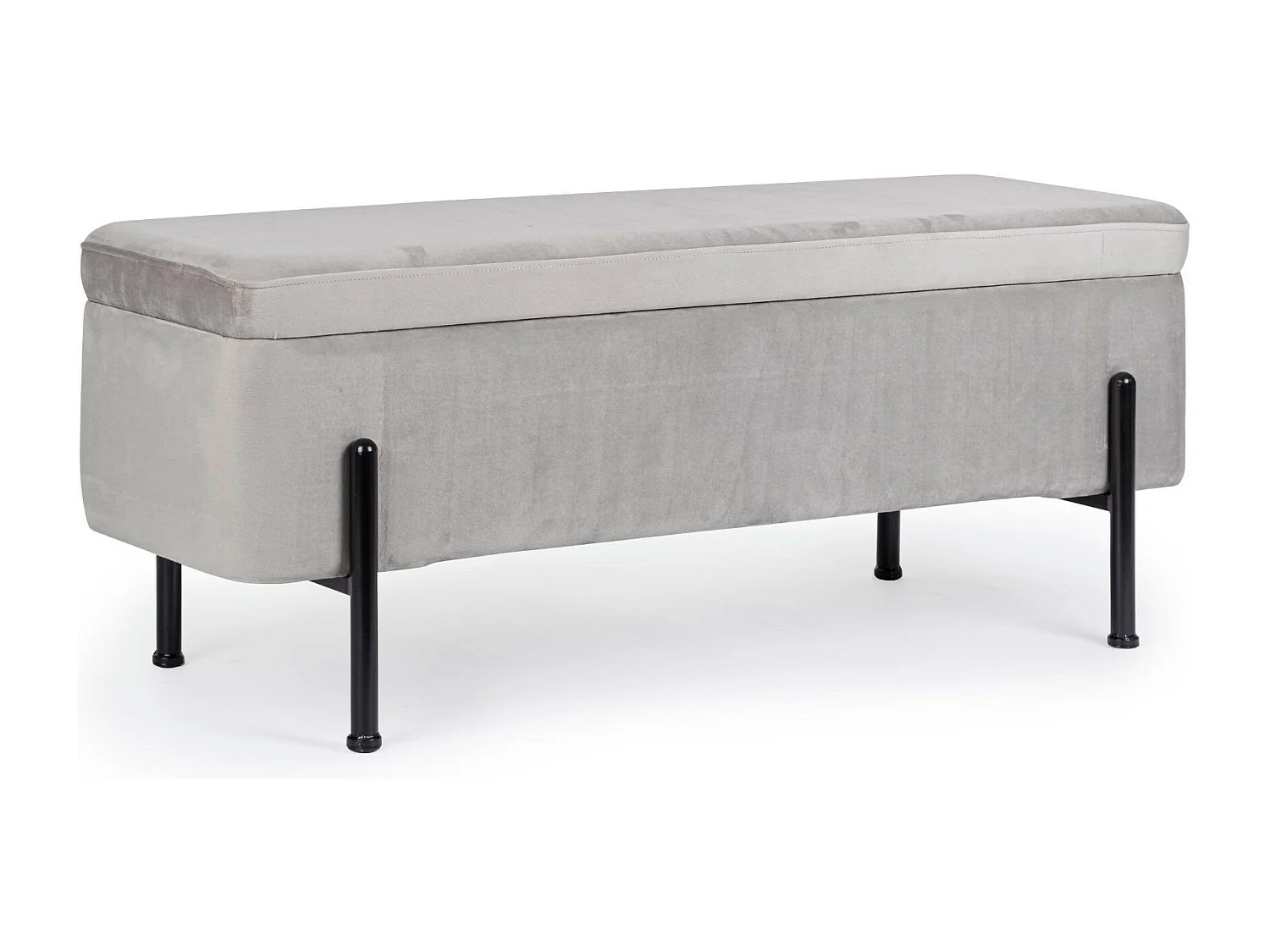 Banc coffre 2 places en velours et piétement noir - NINA