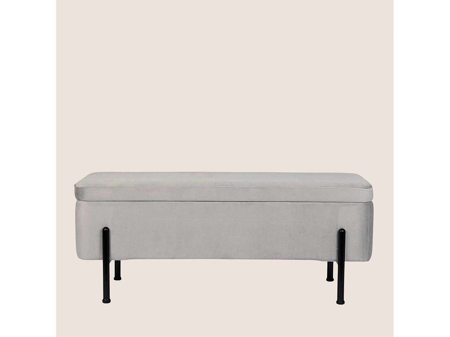 Banc coffre 2 places en velours et piétement noir - NINA