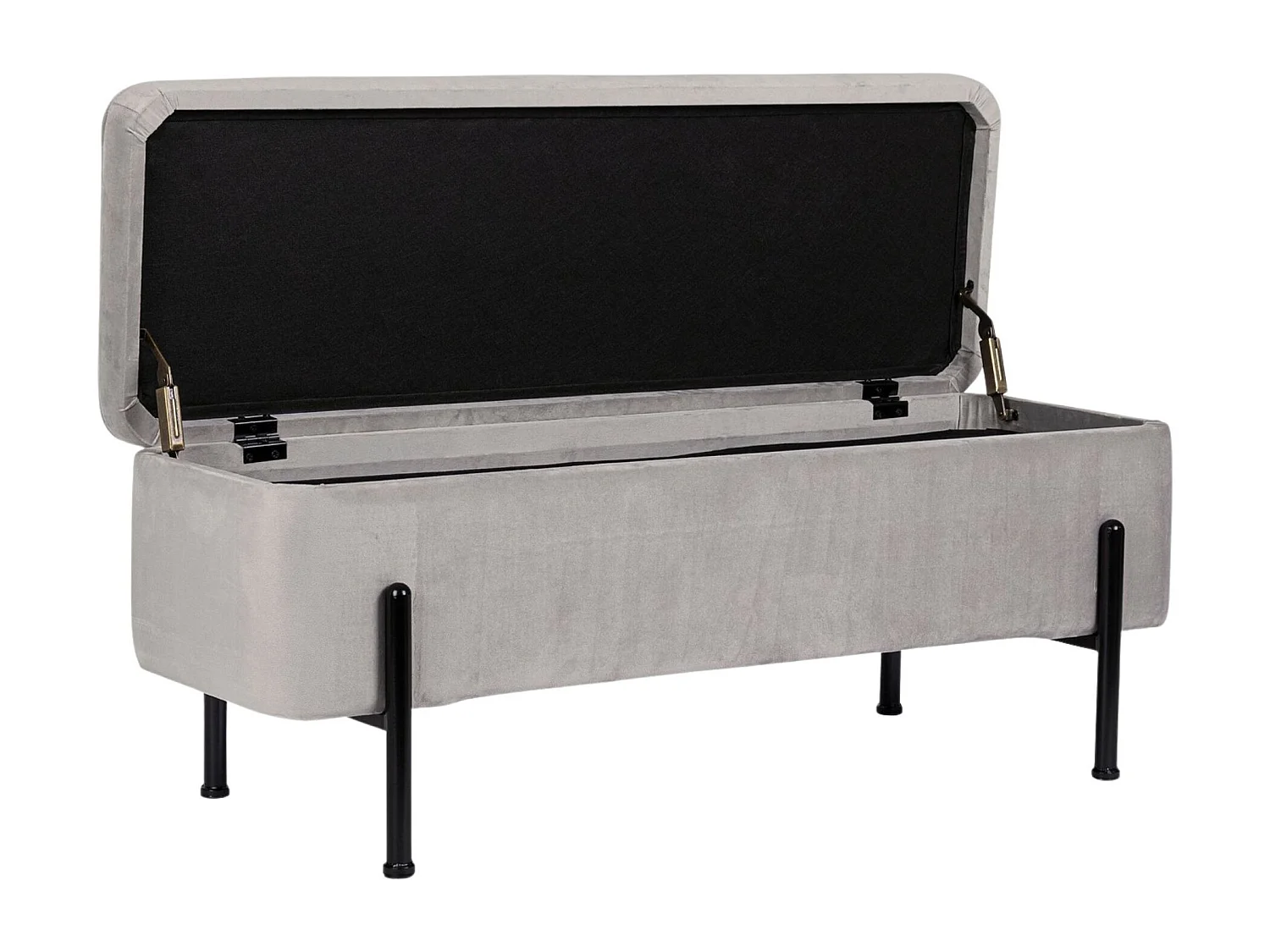 Banc coffre 2 places en velours et piétement noir - NINA