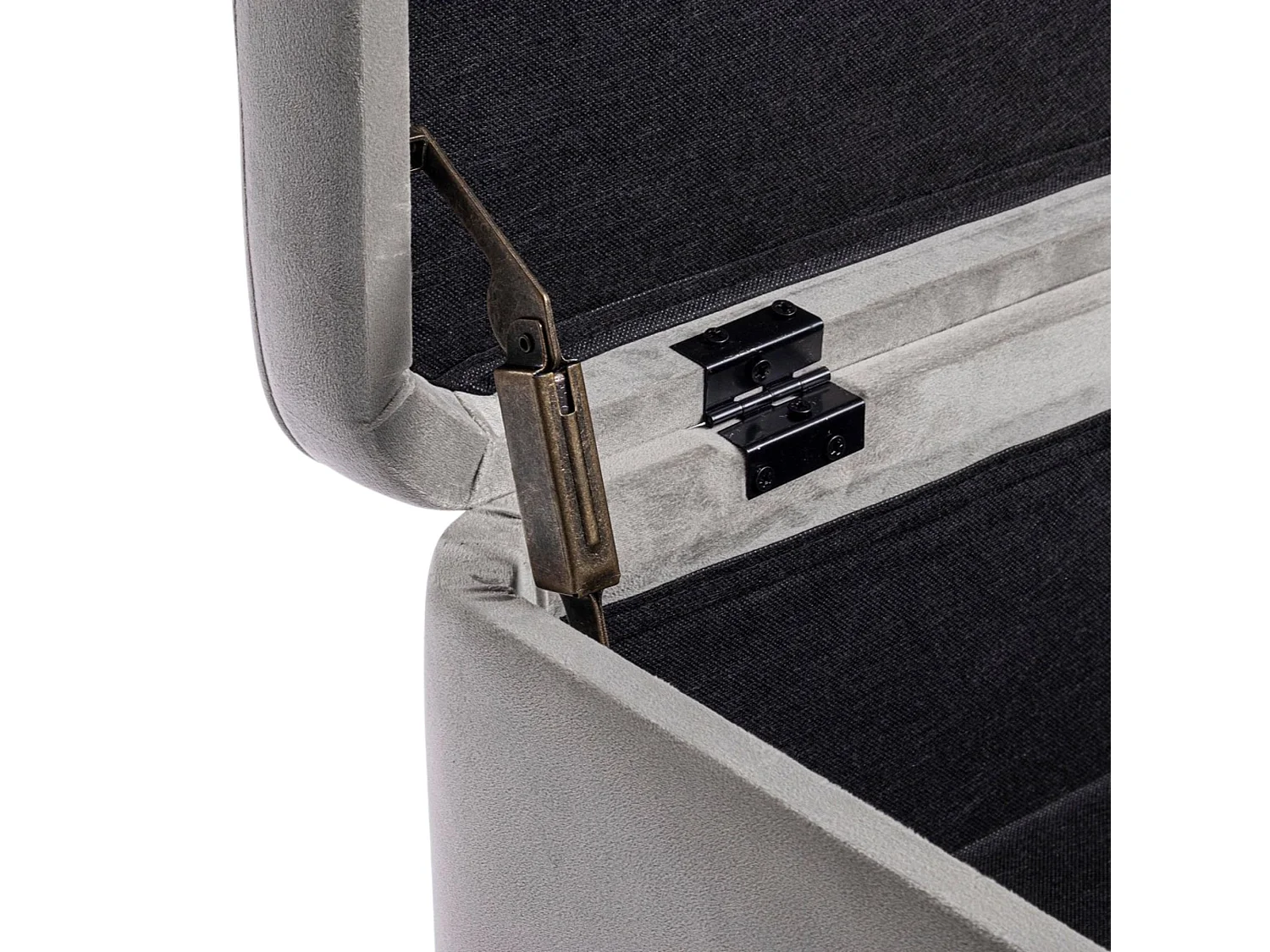 Banc coffre 2 places en velours et piétement noir - NINA