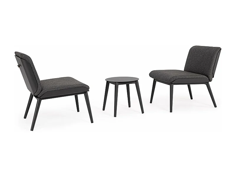 Salon de jardin en aluminium et coussins toile (set de 3) - ST VALERY