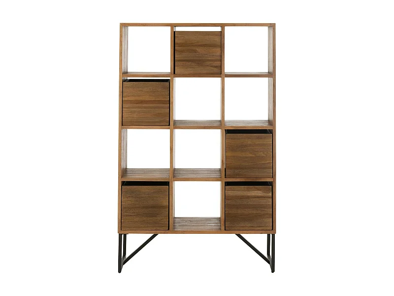 Étagère Avec Tiroirs en Bois "Teck" 158cm Naturel