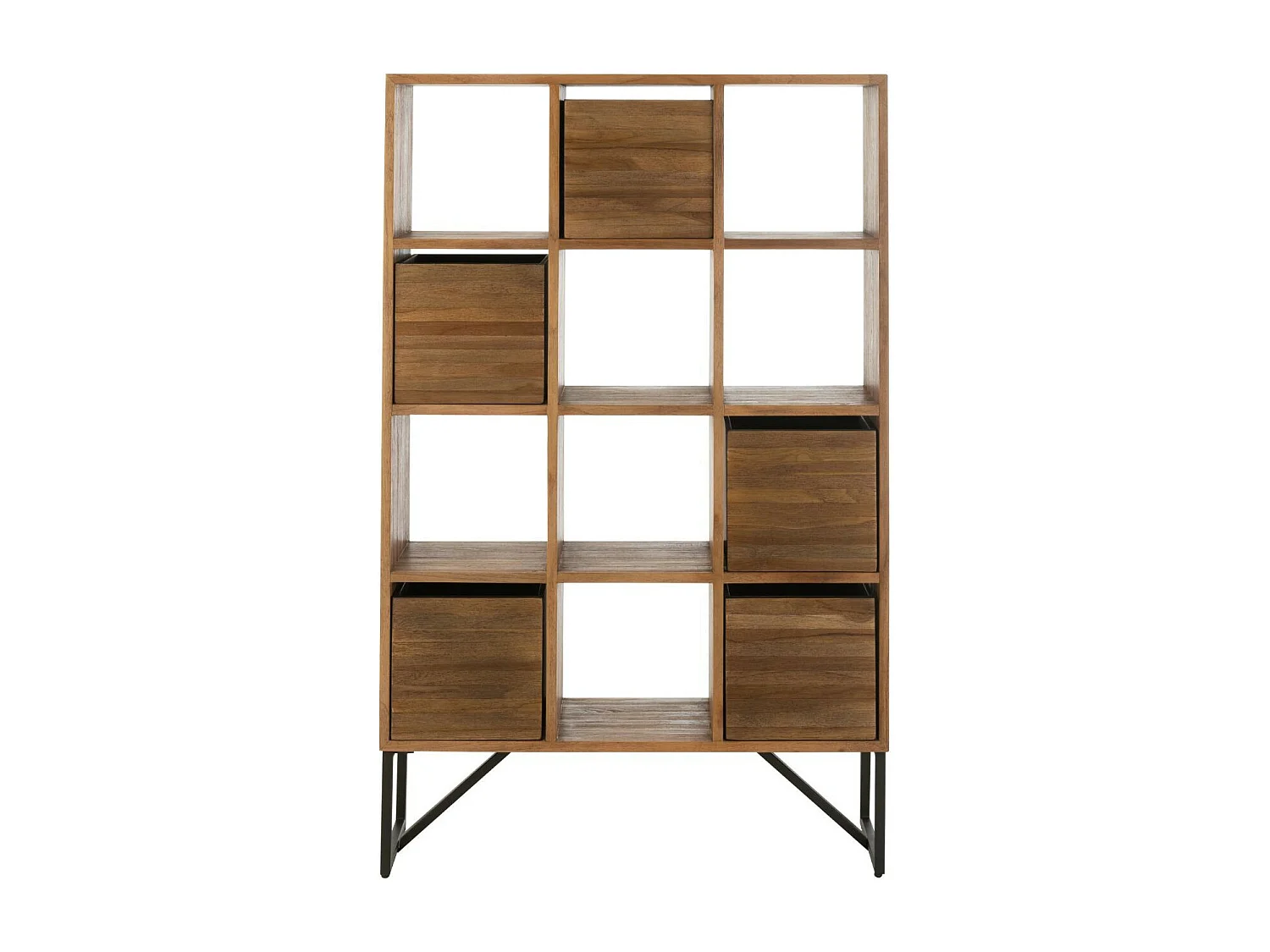 Étagère Avec Tiroirs en Bois "Teck" 158cm Naturel