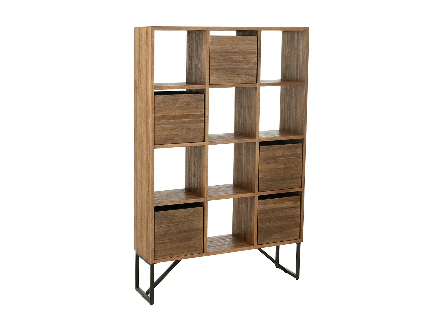 Étagère Avec Tiroirs en Bois "Teck" 158cm Naturel