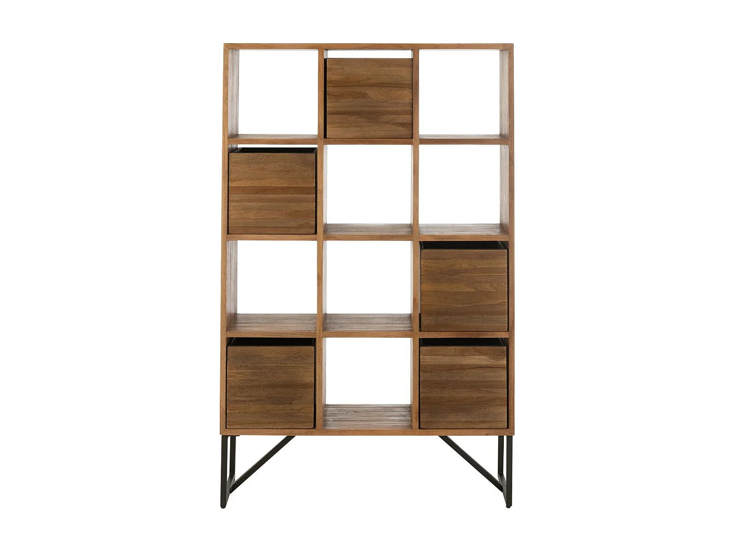 Étagère Avec Tiroirs en Bois "Teck" 158cm Naturel