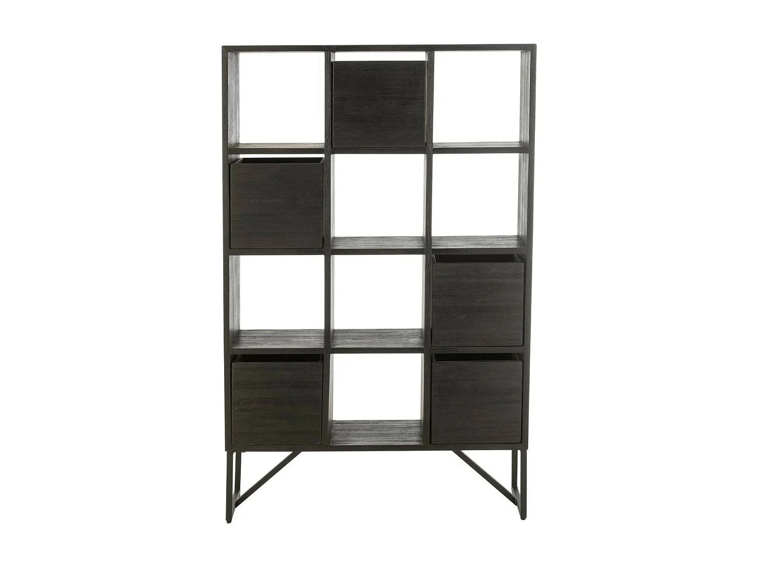 Étagère Avec Tiroirs en Bois "Teck" 158cm Noir