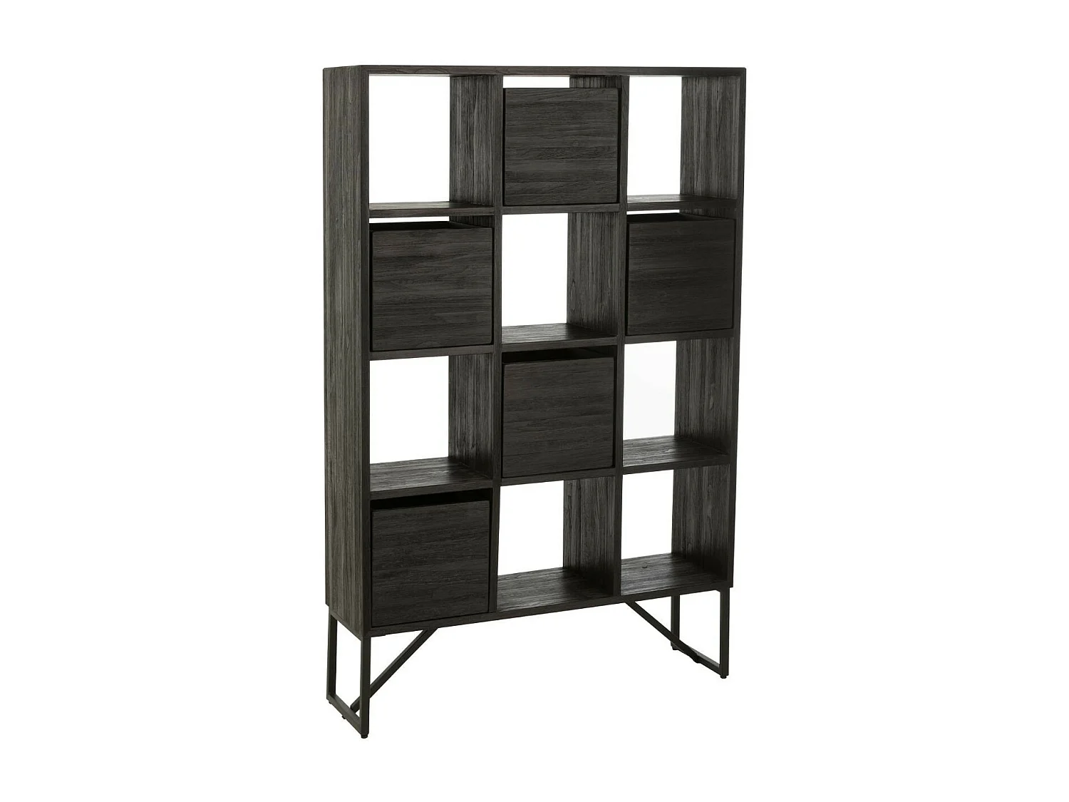 Étagère Avec Tiroirs en Bois "Teck" 158cm Noir