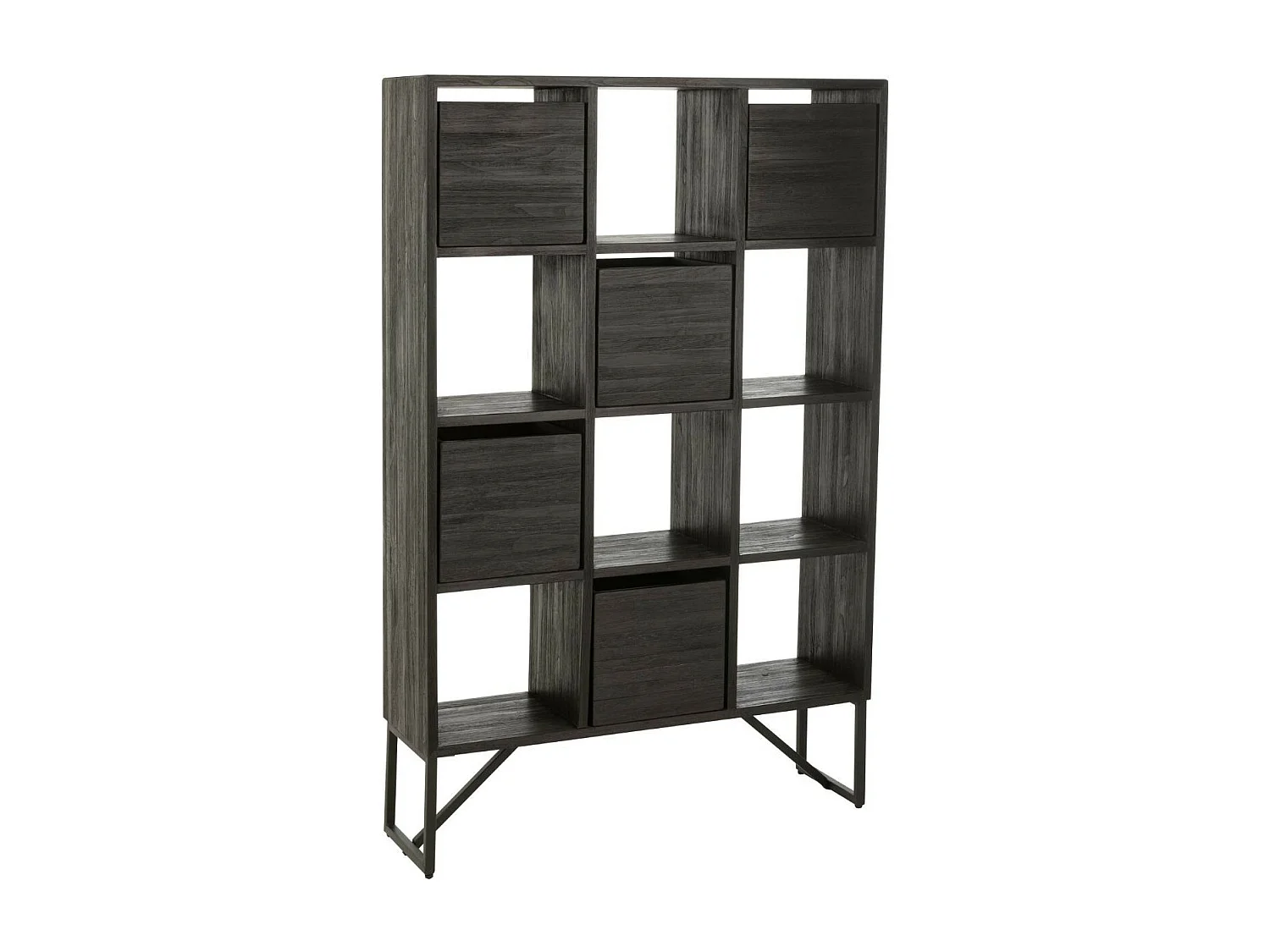 Étagère Avec Tiroirs en Bois "Teck" 158cm Noir