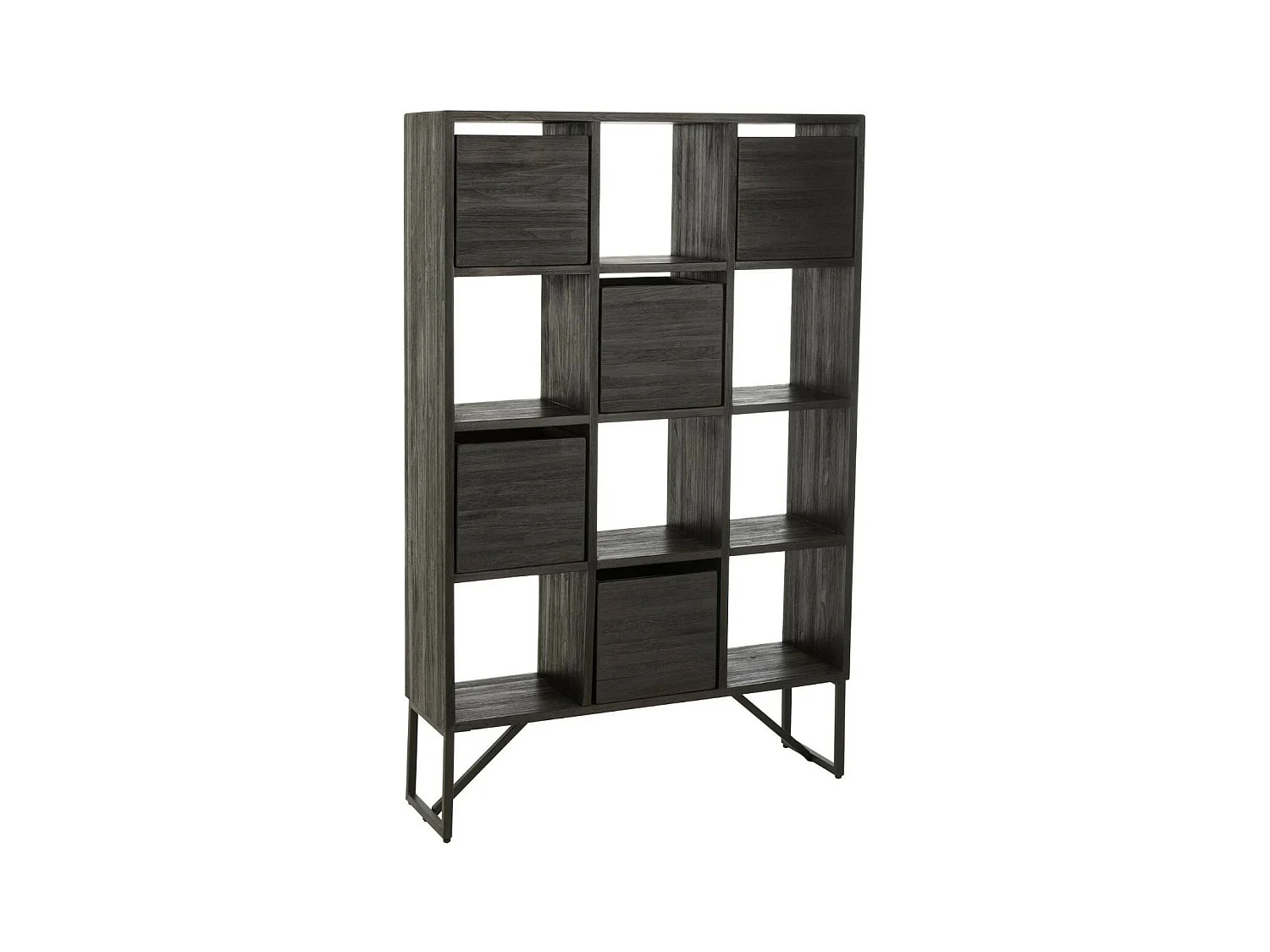 Étagère Avec Tiroirs en Bois "Teck" 158cm Noir