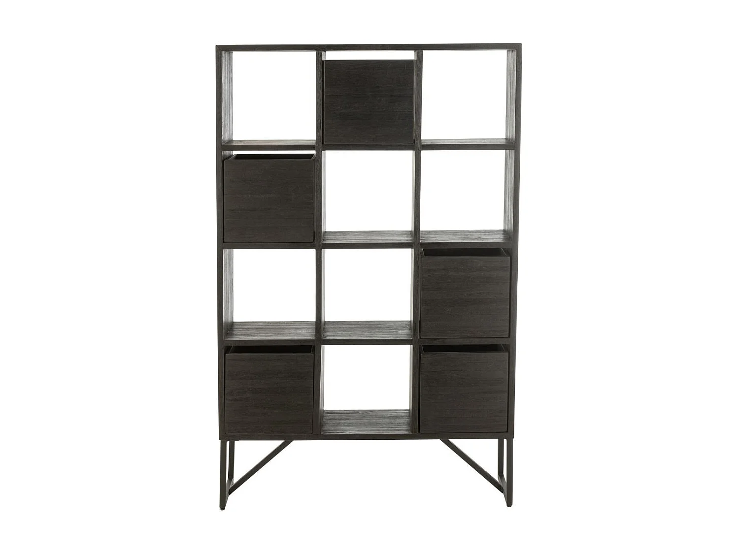 Étagère Avec Tiroirs en Bois "Teck" 158cm Noir