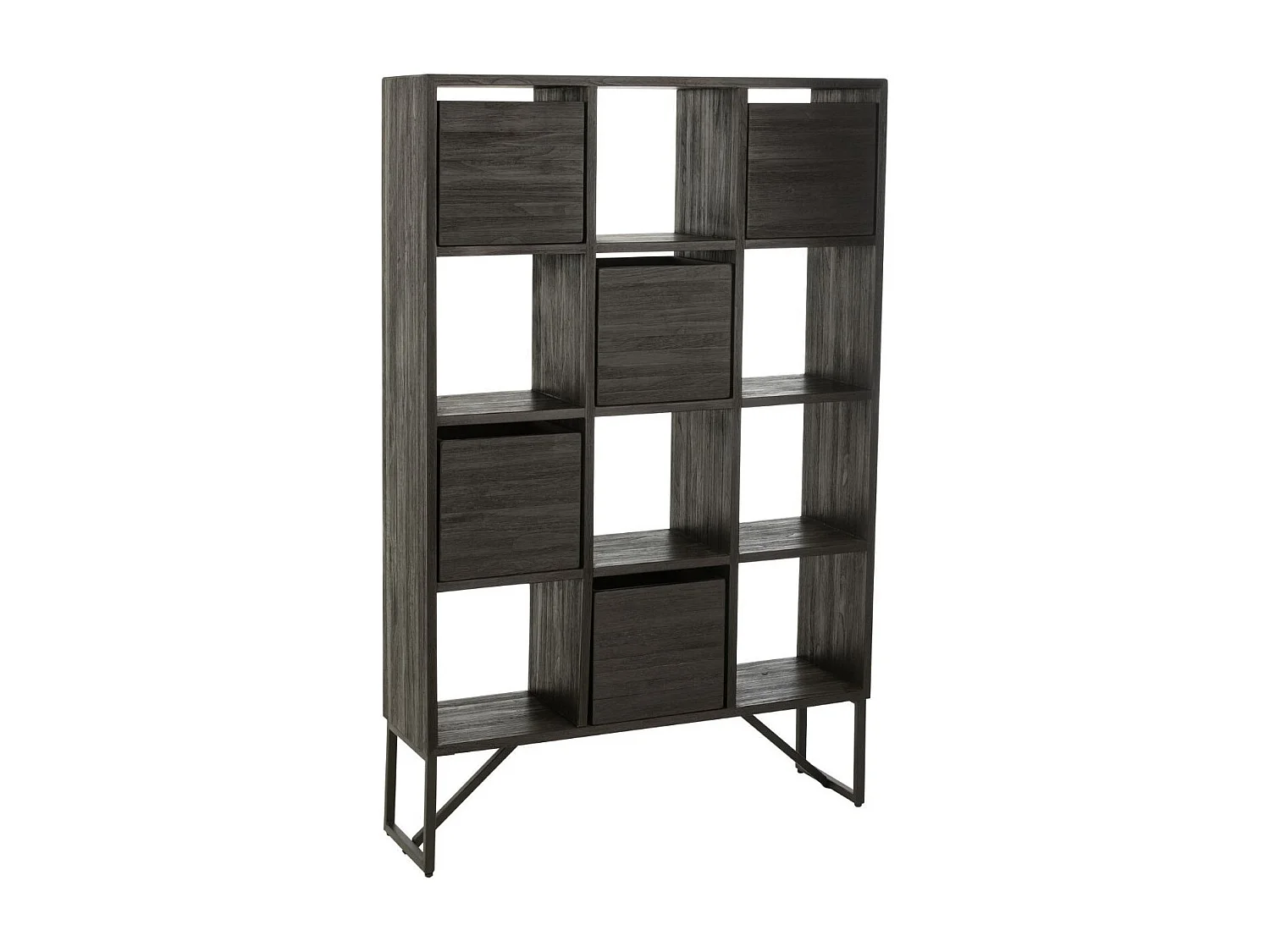 Étagère Avec Tiroirs en Bois "Teck" 158cm Noir