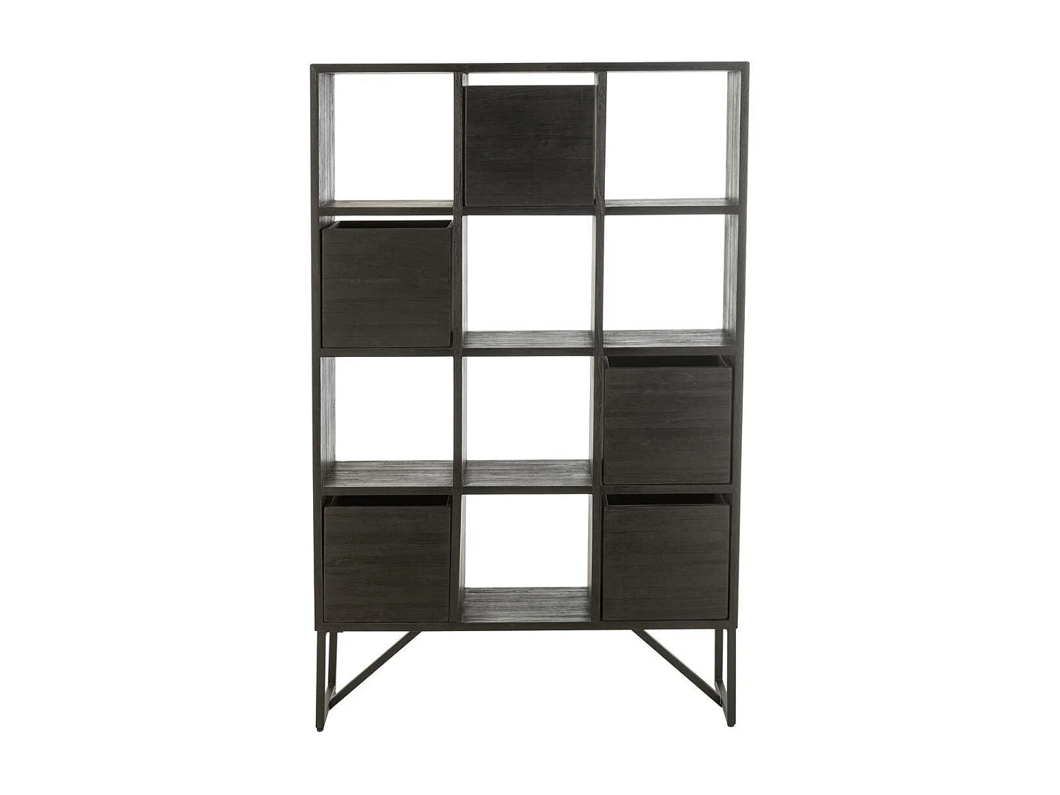 Étagère Avec Tiroirs en Bois "Teck" 158cm Noir