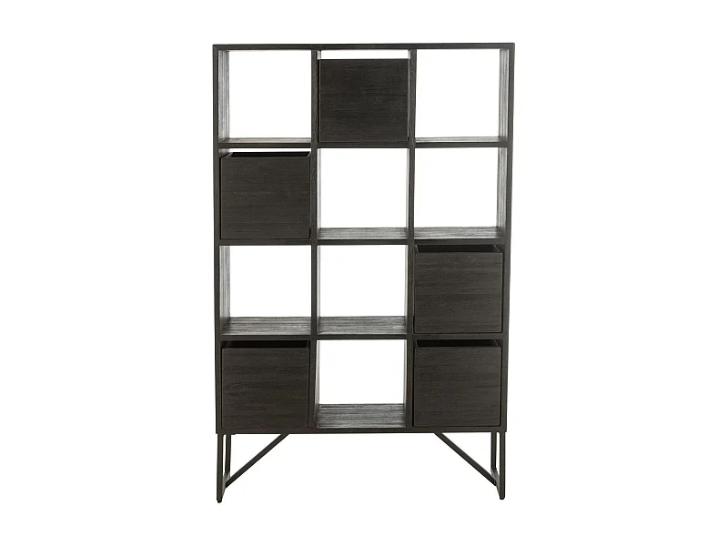 Étagère Avec Tiroirs en Bois "Teck" 158cm Noir