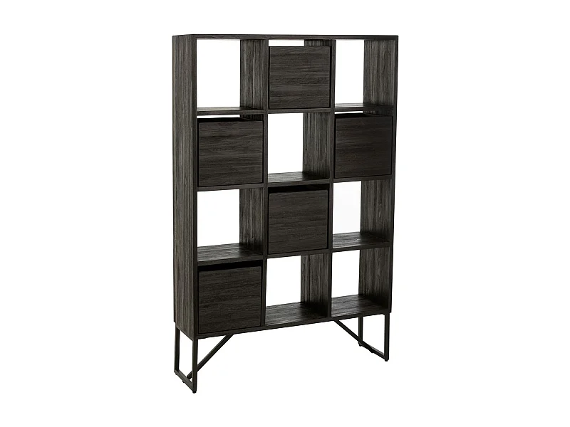 Étagère Avec Tiroirs en Bois "Teck" 158cm Noir