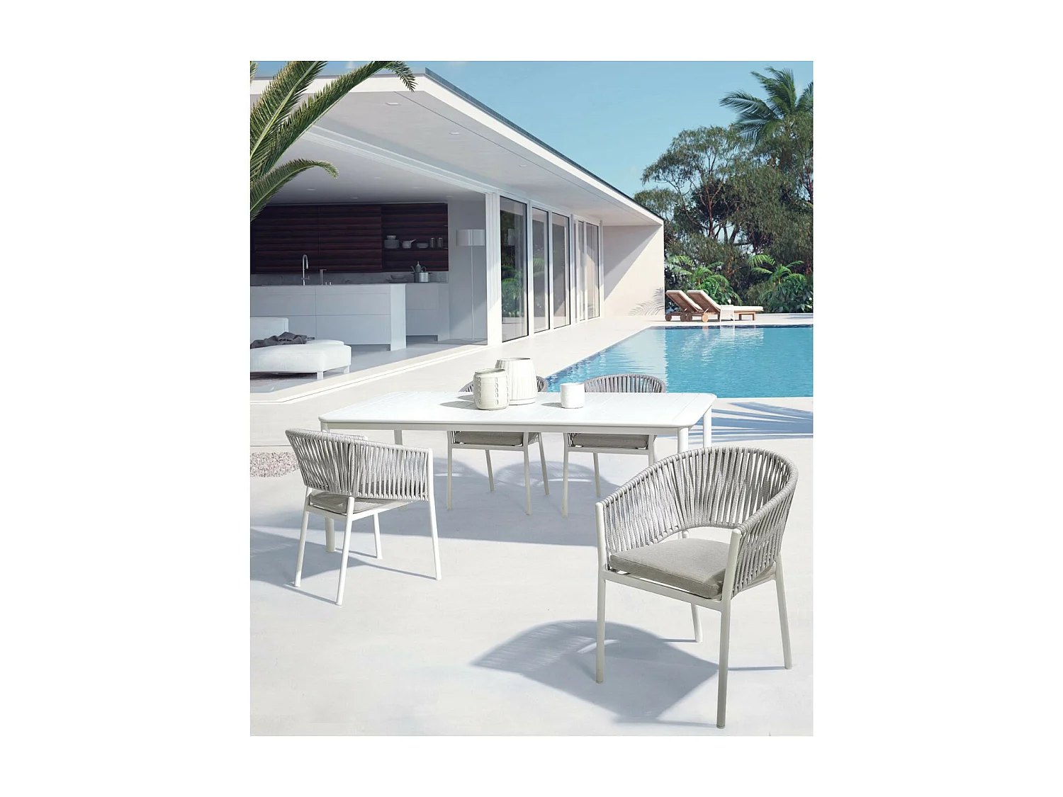 Fauteuils de jardin en métal et polypropylène (lot de 4) - CANNES