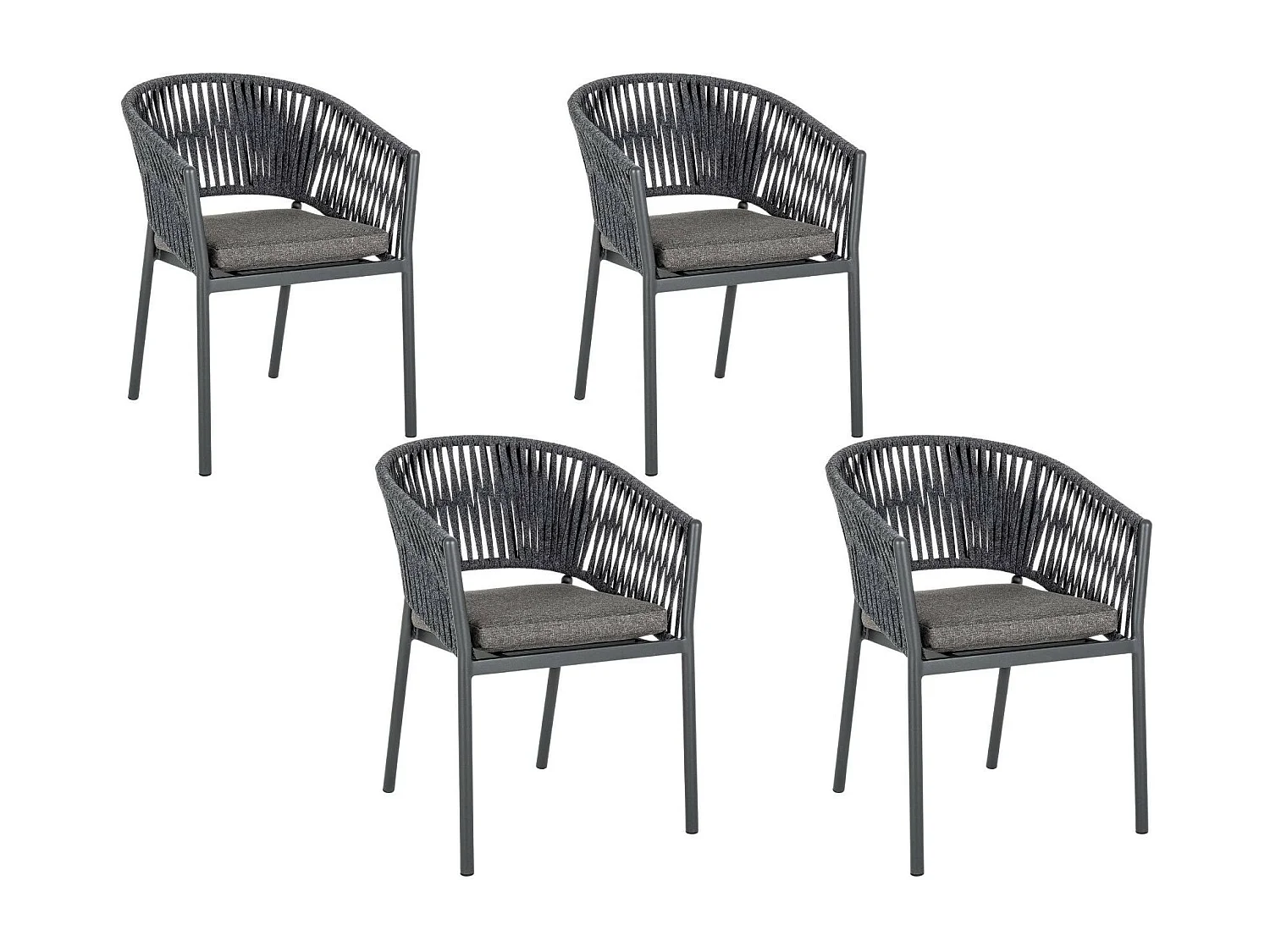 Fauteuils de jardin en métal et polypropylène (lot de 4) - CANNES