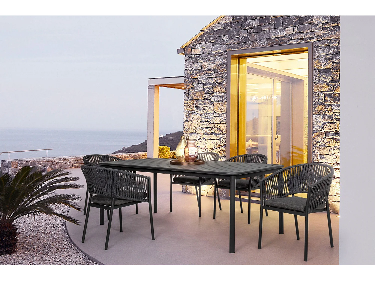 Fauteuils de jardin en métal et polypropylène (lot de 4) - CANNES