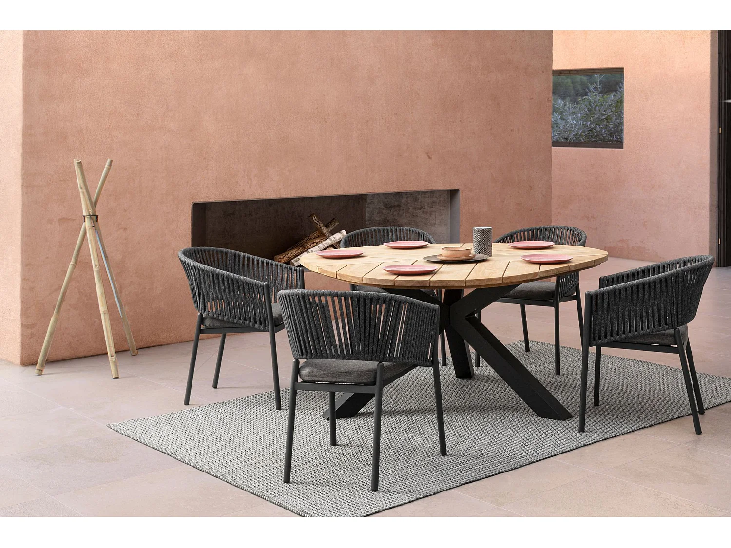 Fauteuils de jardin en métal et polypropylène (lot de 4) - CANNES