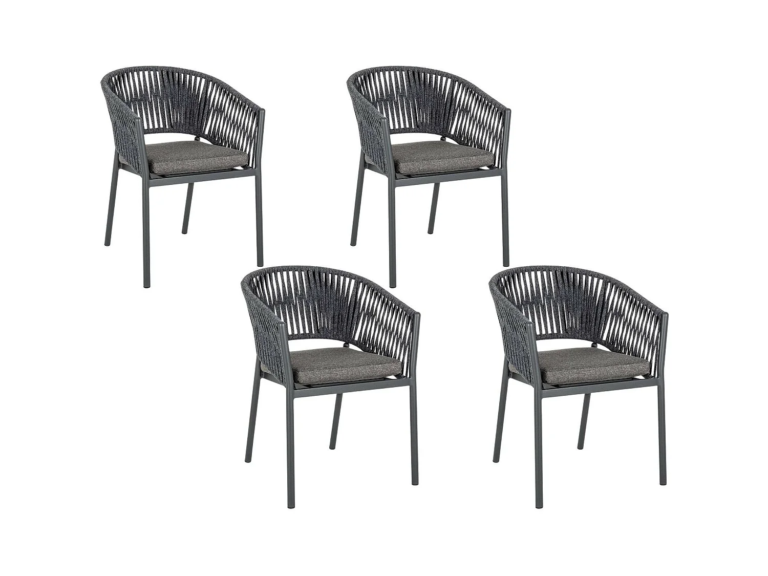 Fauteuils de jardin en métal et polypropylène (lot de 4) - CANNES