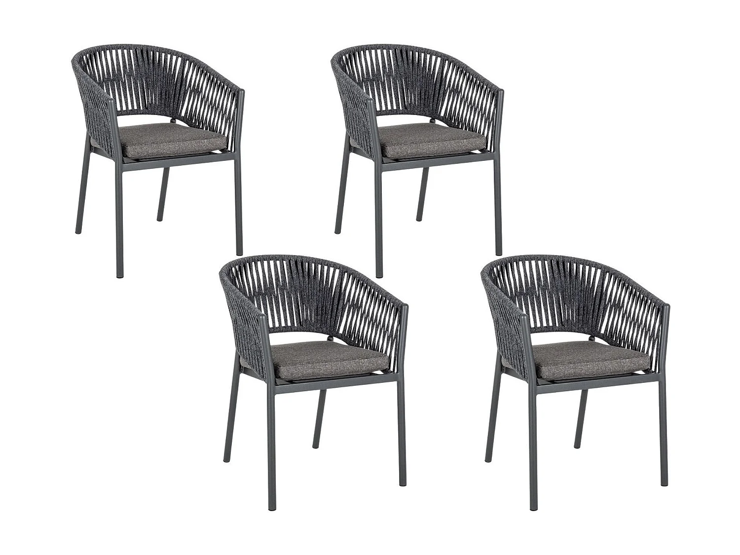 Fauteuils de jardin en métal et polypropylène (lot de 4) - CANNES