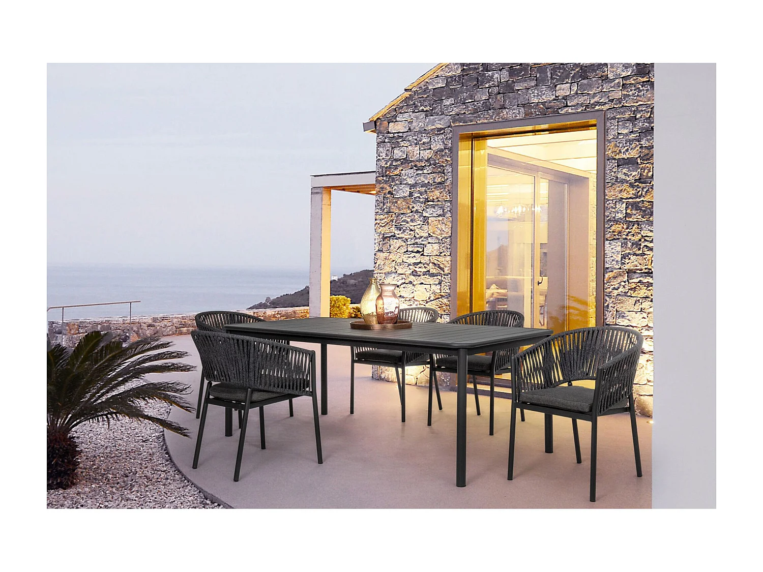 Fauteuils de jardin en métal et polypropylène (lot de 4) - CANNES