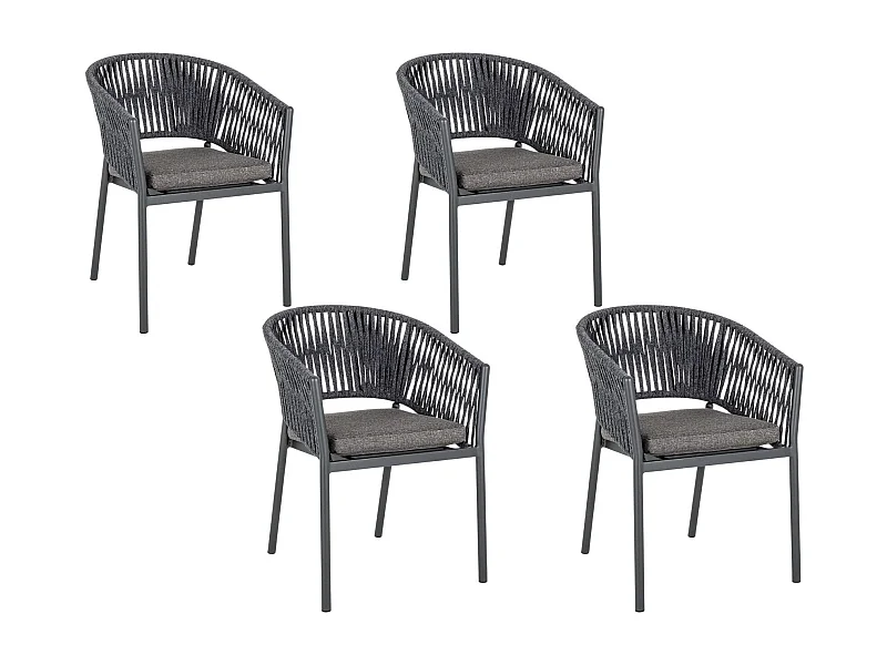 Fauteuils de jardin en métal et polypropylène (lot de 4) - CANNES