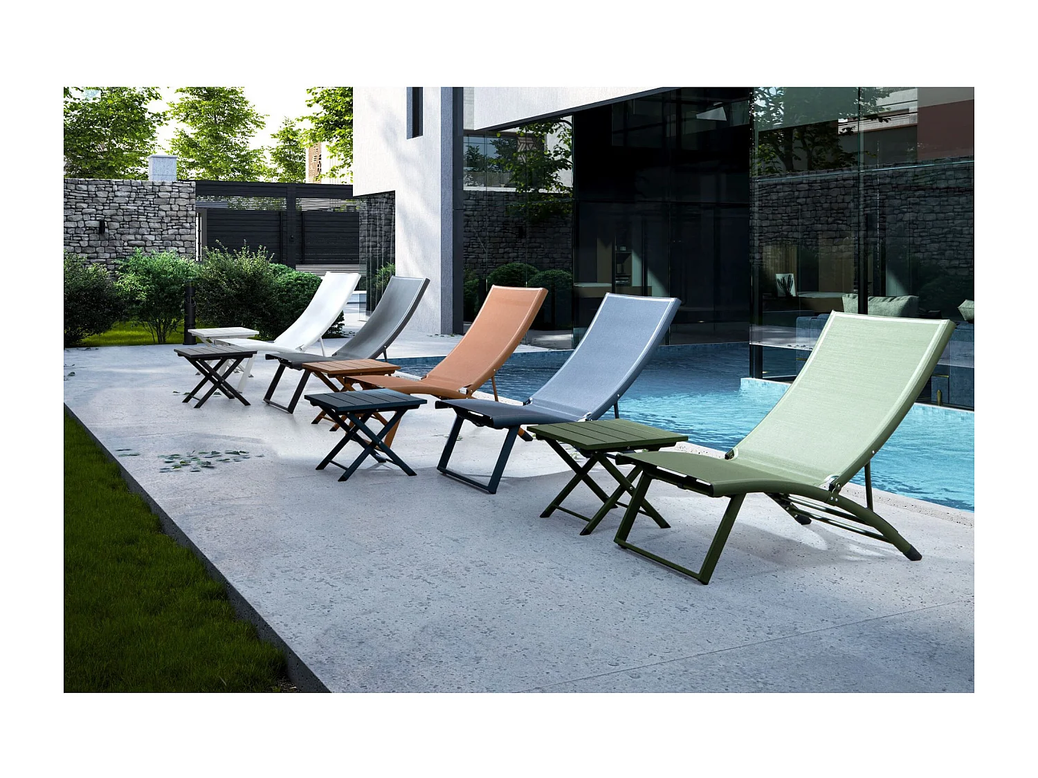 Table basse pliante de jardin en aluminium L44 - CABOURG