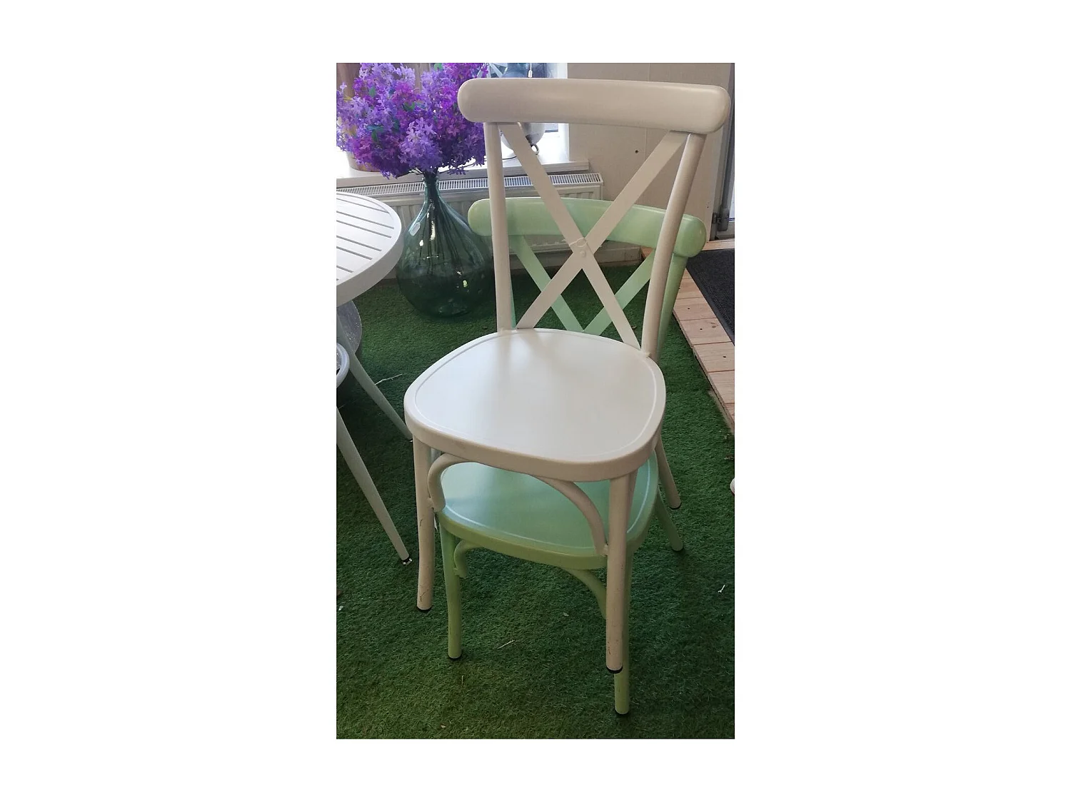 Chaise de jardin bistrot empilable en aluminium (lot de 2) - DAHLIA