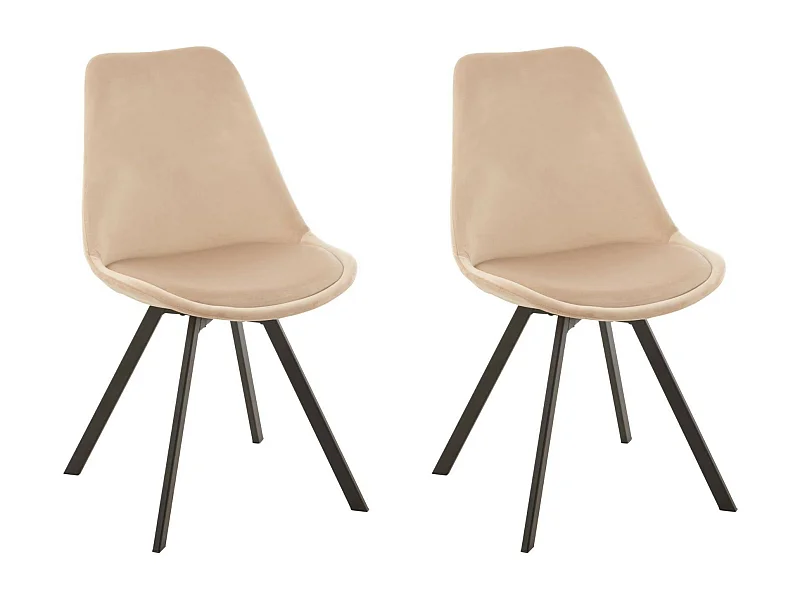 Chaise de salle à manger scandinave en velours et métal (lot de 2) - ELENE