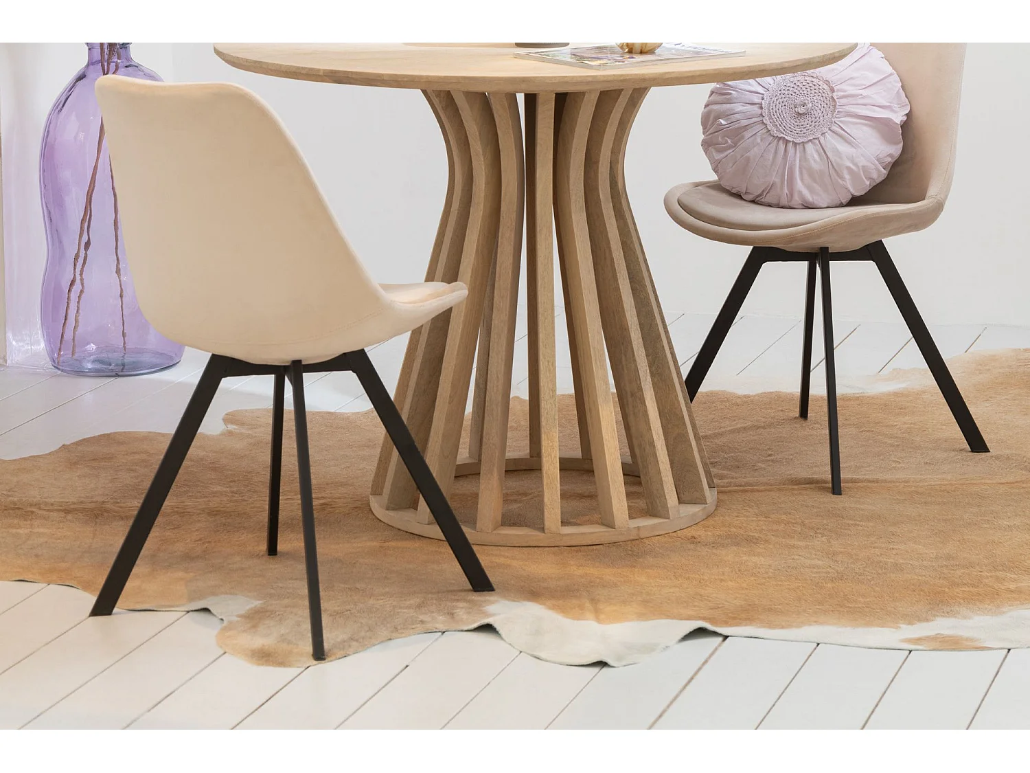 Chaise de salle à manger scandinave en velours et métal (lot de 2) - ELENE