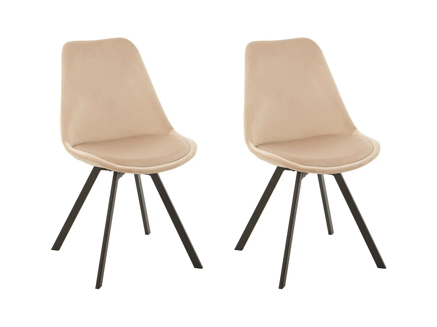 Chaise de salle à manger scandinave en velours et métal (lot de 2) - ELENE