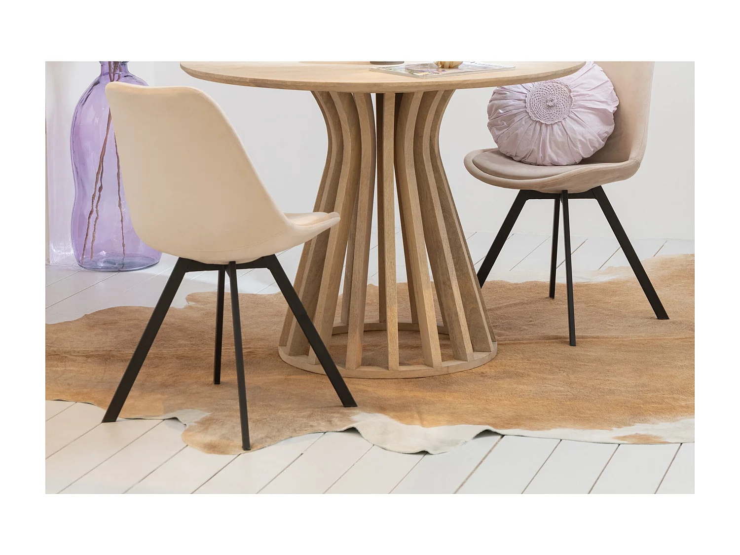 Chaise de salle à manger scandinave en velours et métal (lot de 2) - ELENE