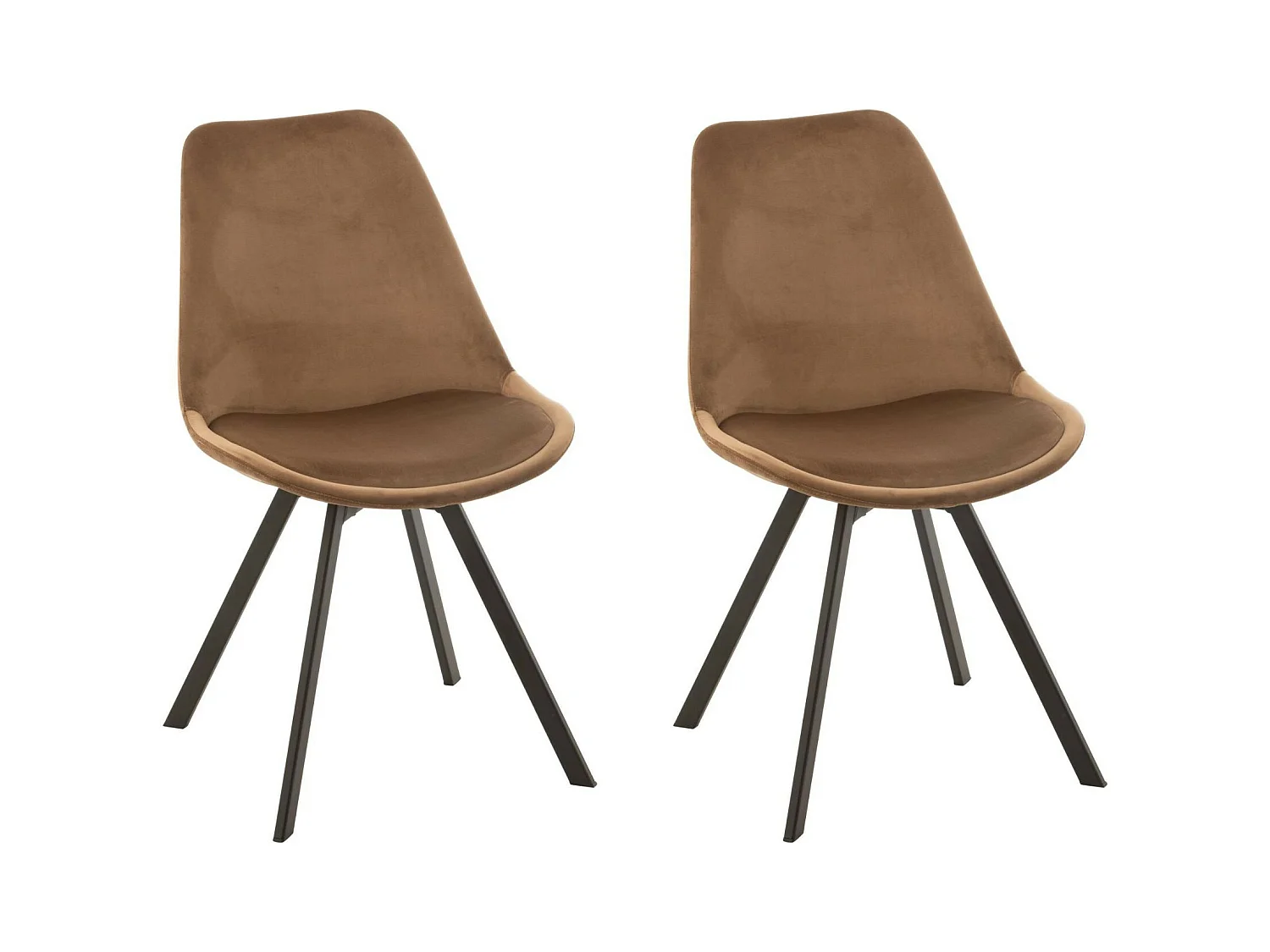Chaise de salle à manger scandinave en velours et métal (lot de 2) - ELENE