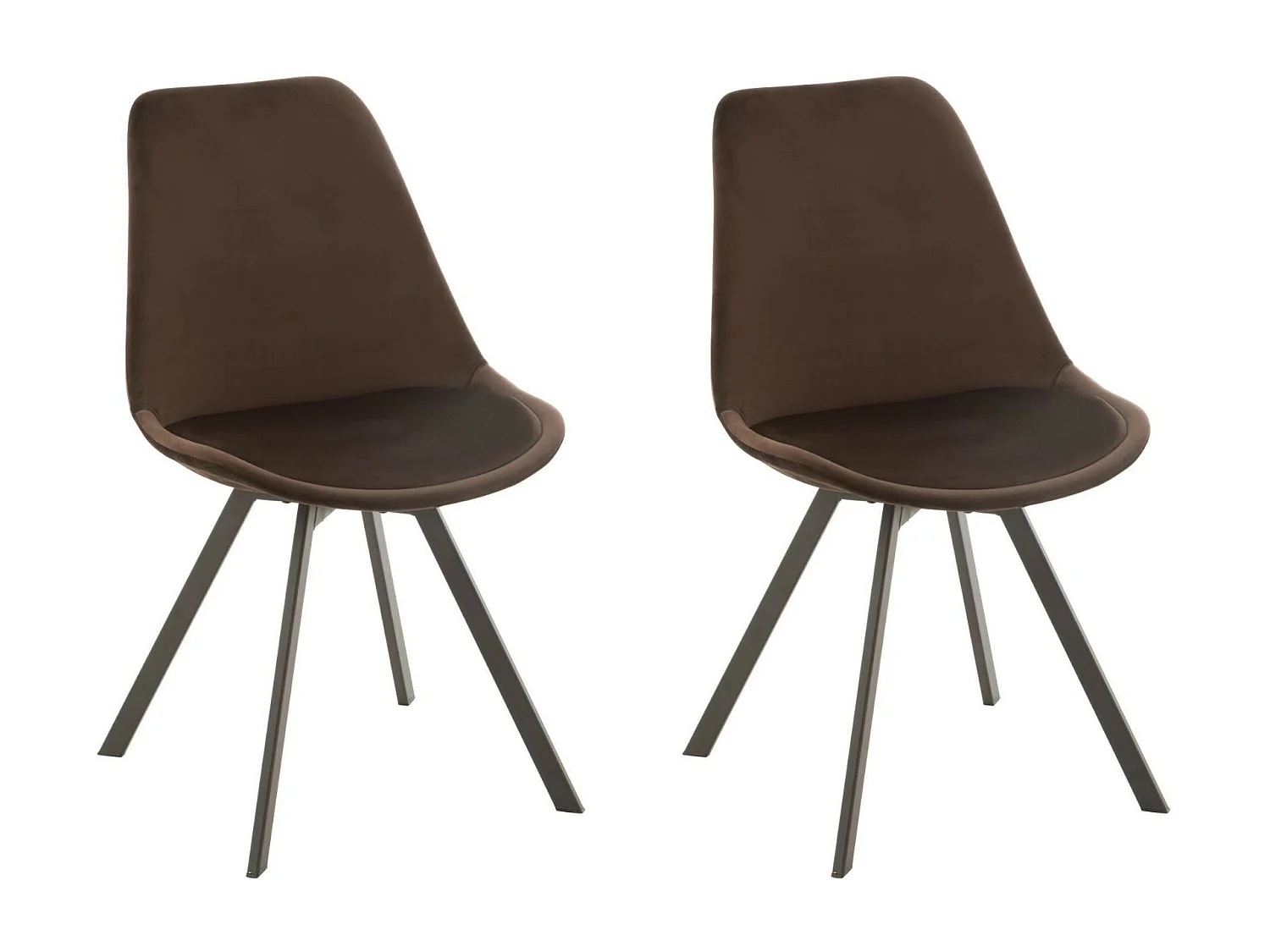 Chaise de salle à manger scandinave en velours et métal (lot de 2) - ELENE