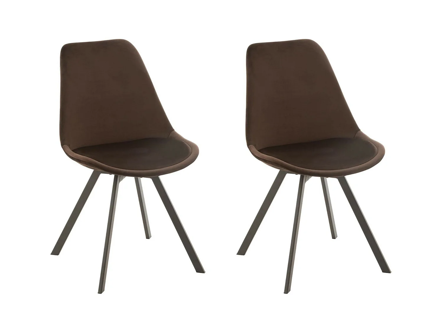 Chaise de salle à manger scandinave en velours et métal (lot de 2) - ELENE