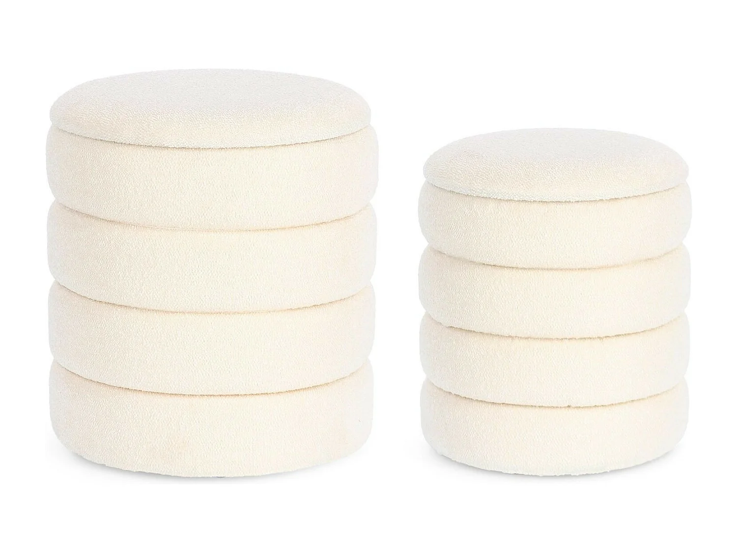 Poufs contemporains ronds en tissu bouclette (set de 2) - KARENINE