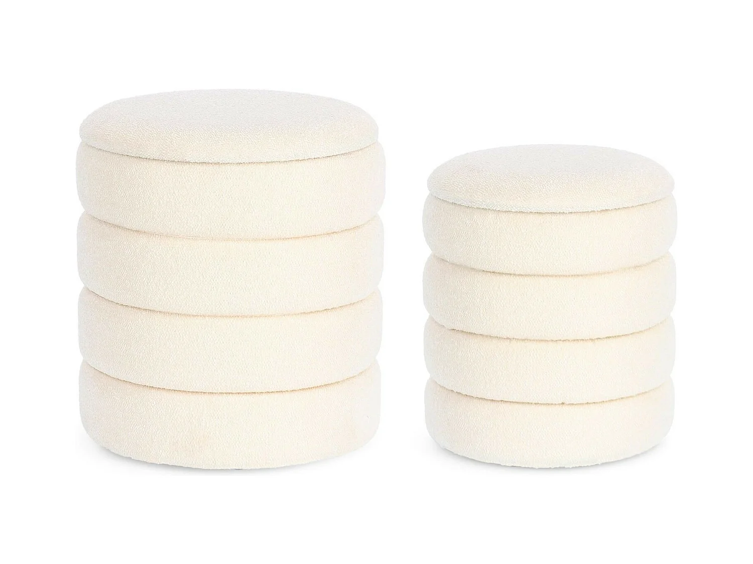Poufs contemporains ronds en tissu bouclette (set de 2) - KARENINE