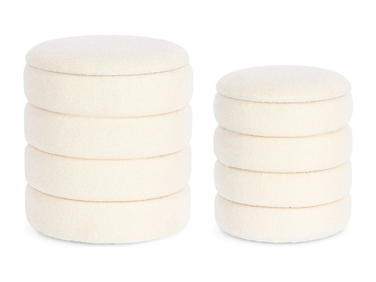Poufs contemporains ronds en tissu bouclette (set de 2) - KARENINE