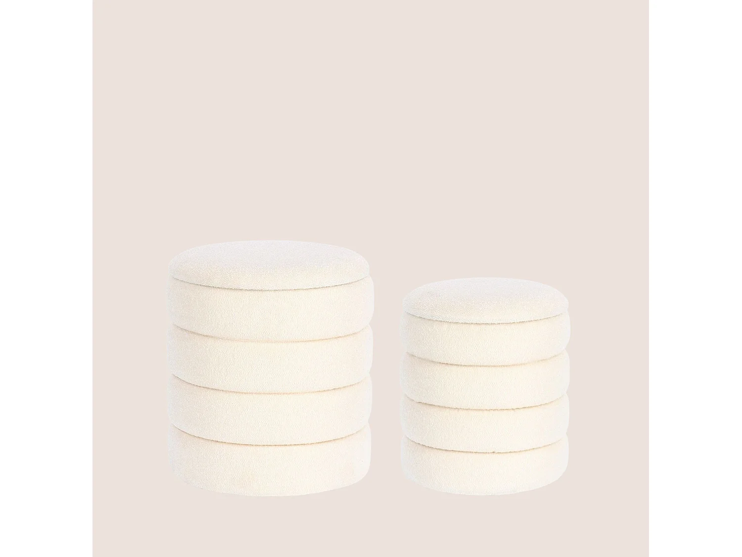 Poufs contemporains ronds en tissu bouclette (set de 2) - KARENINE