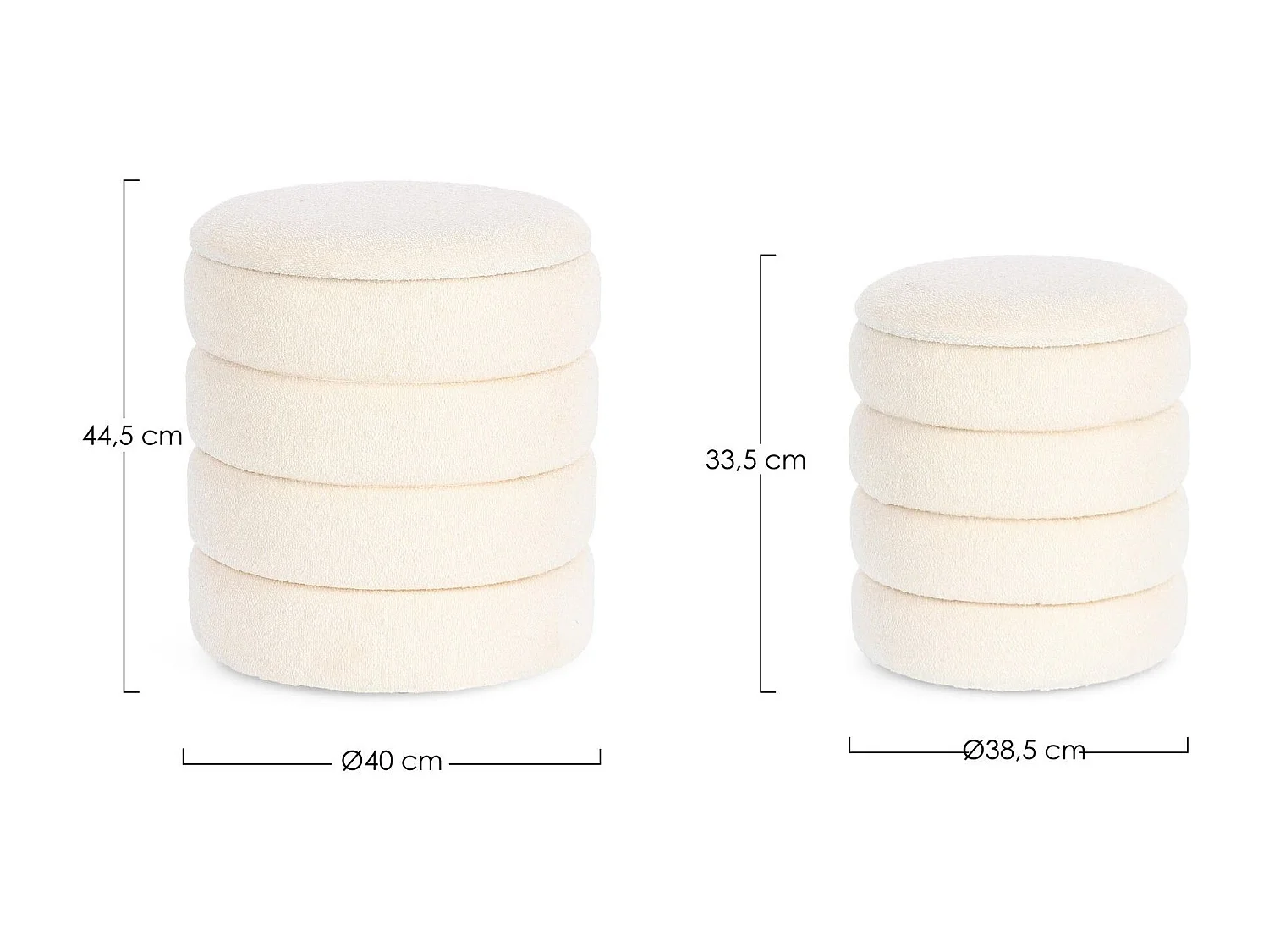 Poufs contemporains ronds en tissu bouclette (set de 2) - KARENINE