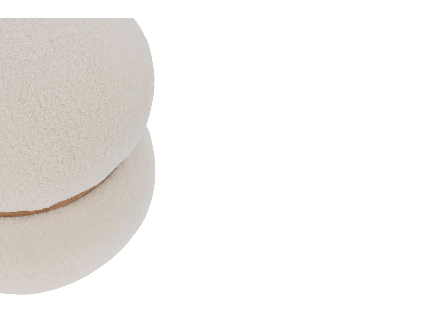 Pouf rond bouclette blanc ivoire D43 - STRATUS