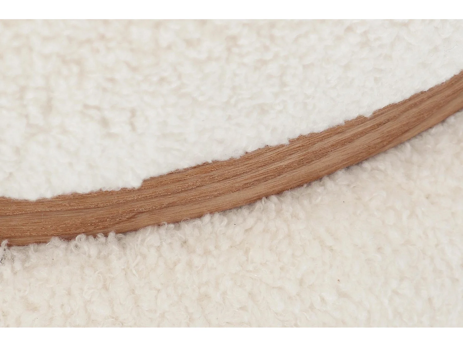 Pouf rond bouclette blanc ivoire D43 - STRATUS