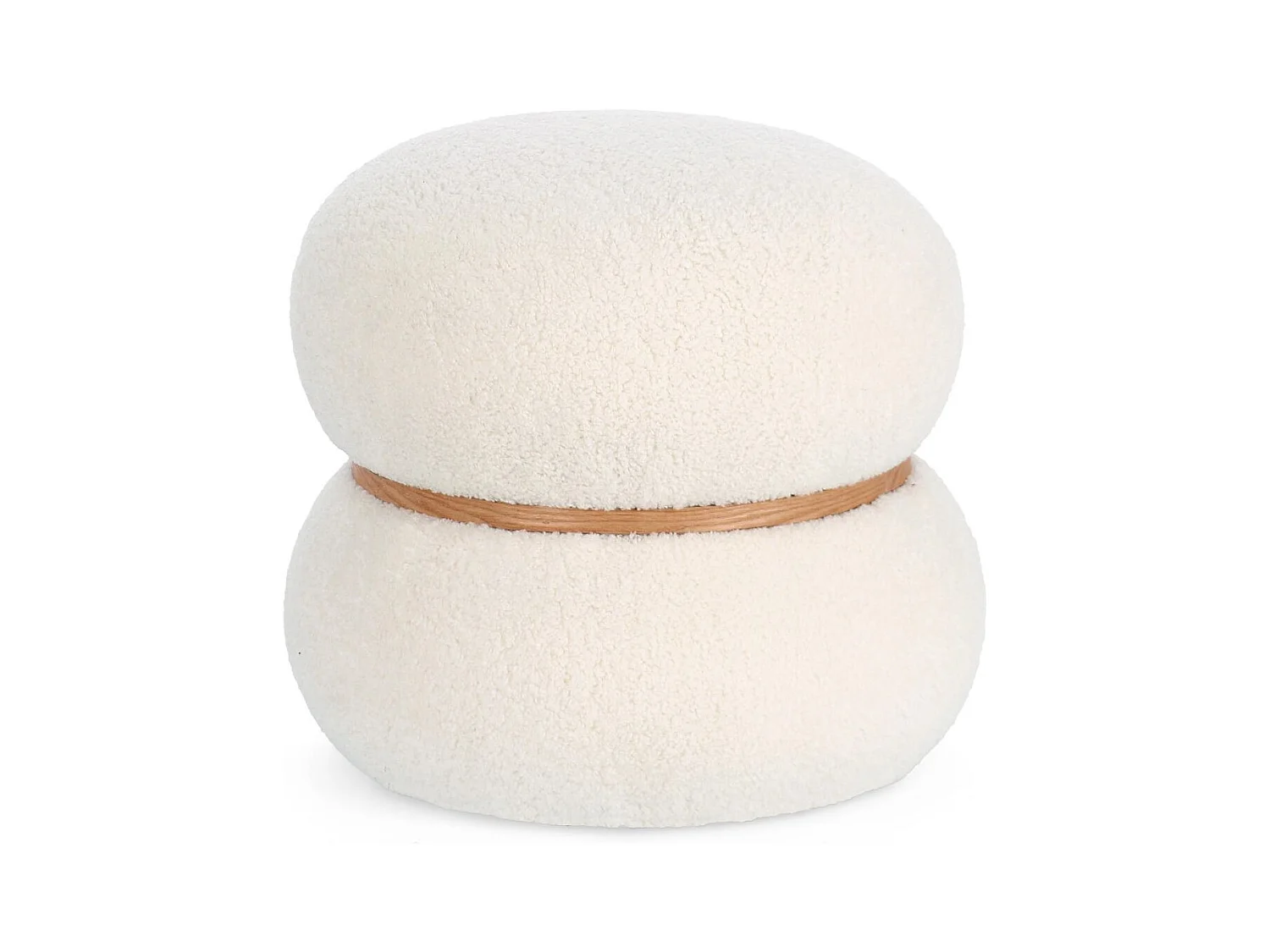 Pouf rond bouclette blanc ivoire D43 - STRATUS